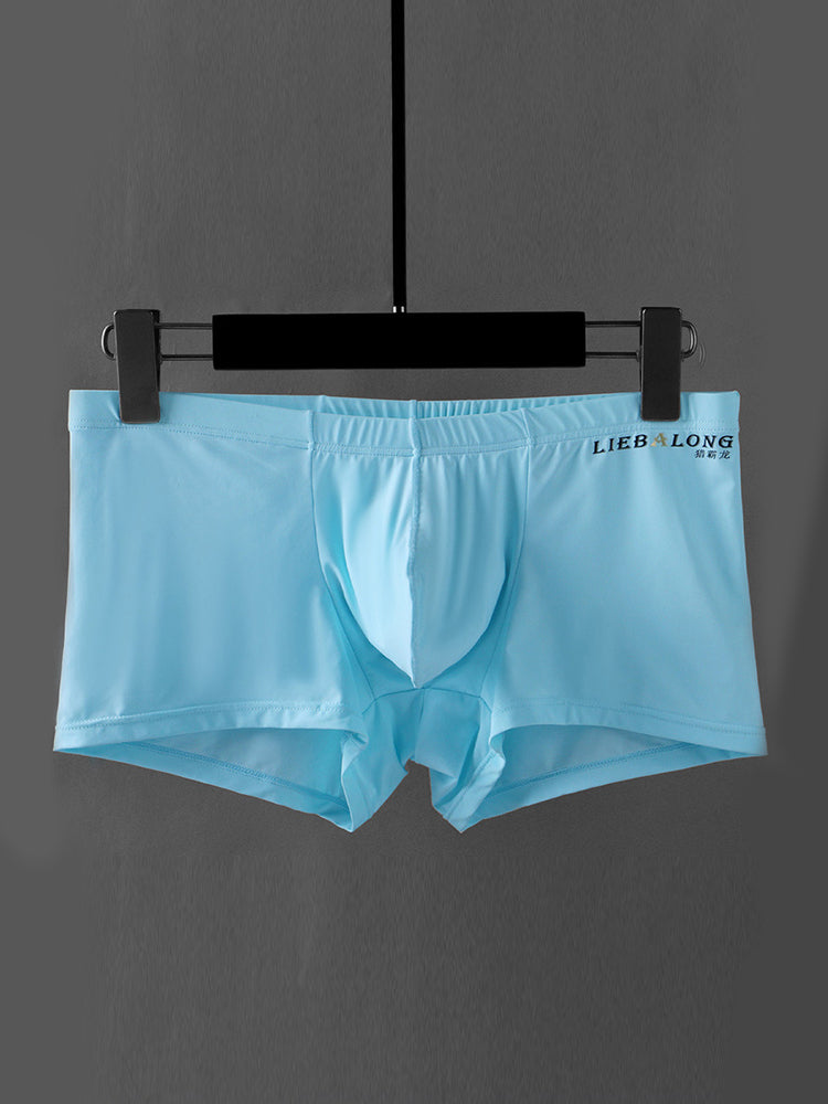 3 Pack Men's Breathable Ice Silk Double-Layered Big Pouch Sexy Boxer Briefs