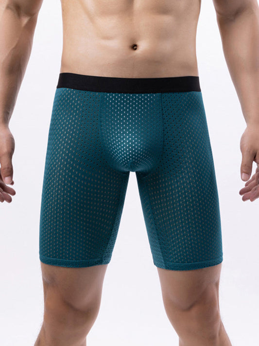 3 Pack Men's Anti-chafing Mesh Long Boxer Briefs