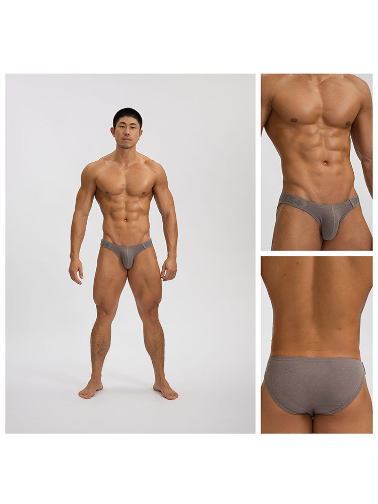 2 Pack Men's Solid Color Low Rise Sweat-Absorbent Large U-Shaped Small Pocket Briefs
