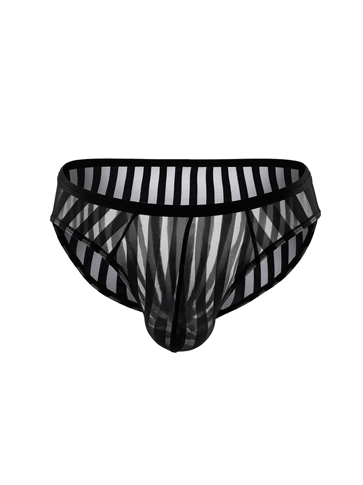 3 Pack Men's Sexy Striped Sheer Mesh Bikini