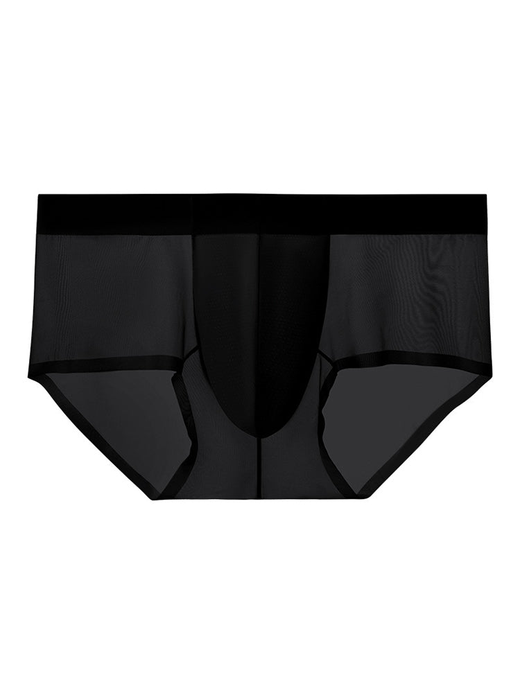 2 Pack Men's Ultra-Thin Ice Silk Breathable Quick-Dry Antibacterial Crotch Briefs