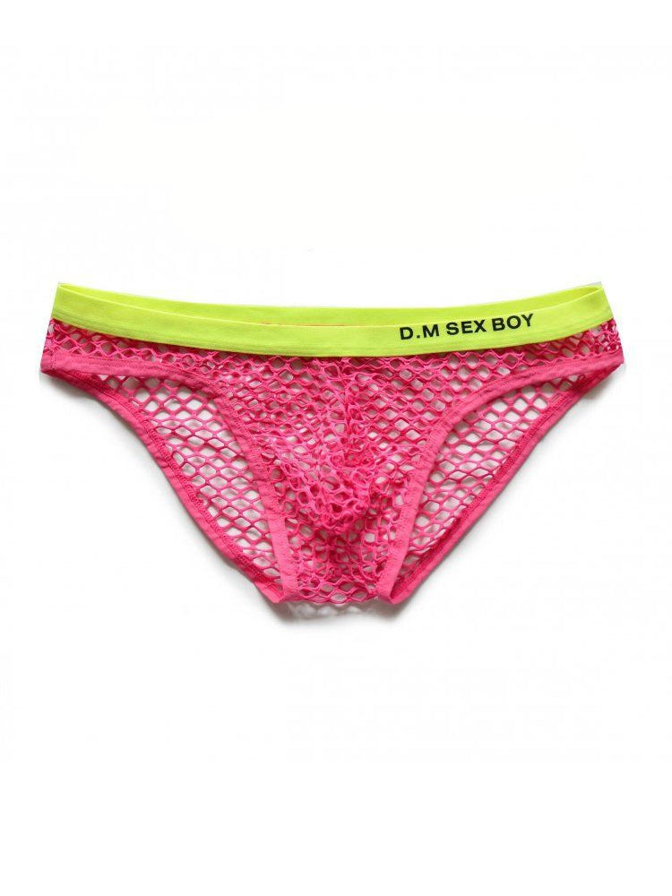 メンズ ローウエスト セクシー ビッグメッシュ 通気性 透明 スポーツブリーフ 3枚組