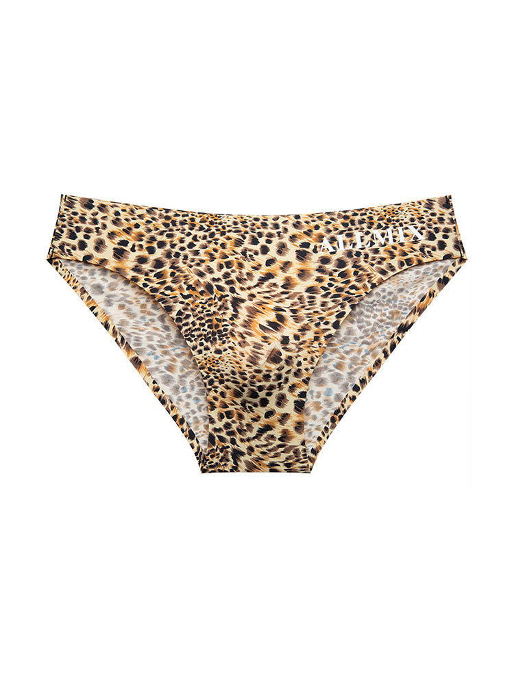 3 Pack ALLMIX Men's 3D Pouch Sexy Leopard Print Ice Silk Briefs