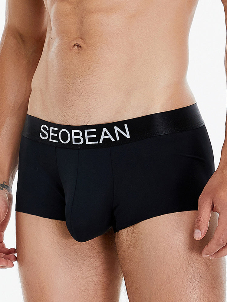 3 Pack Men's  Ice Silk Solid Color Breathable Antibacterial Trunks