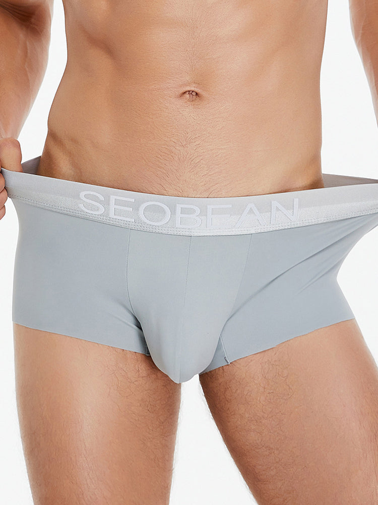 3 Pack Men's  Ice Silk Solid Color Breathable Antibacterial Trunks