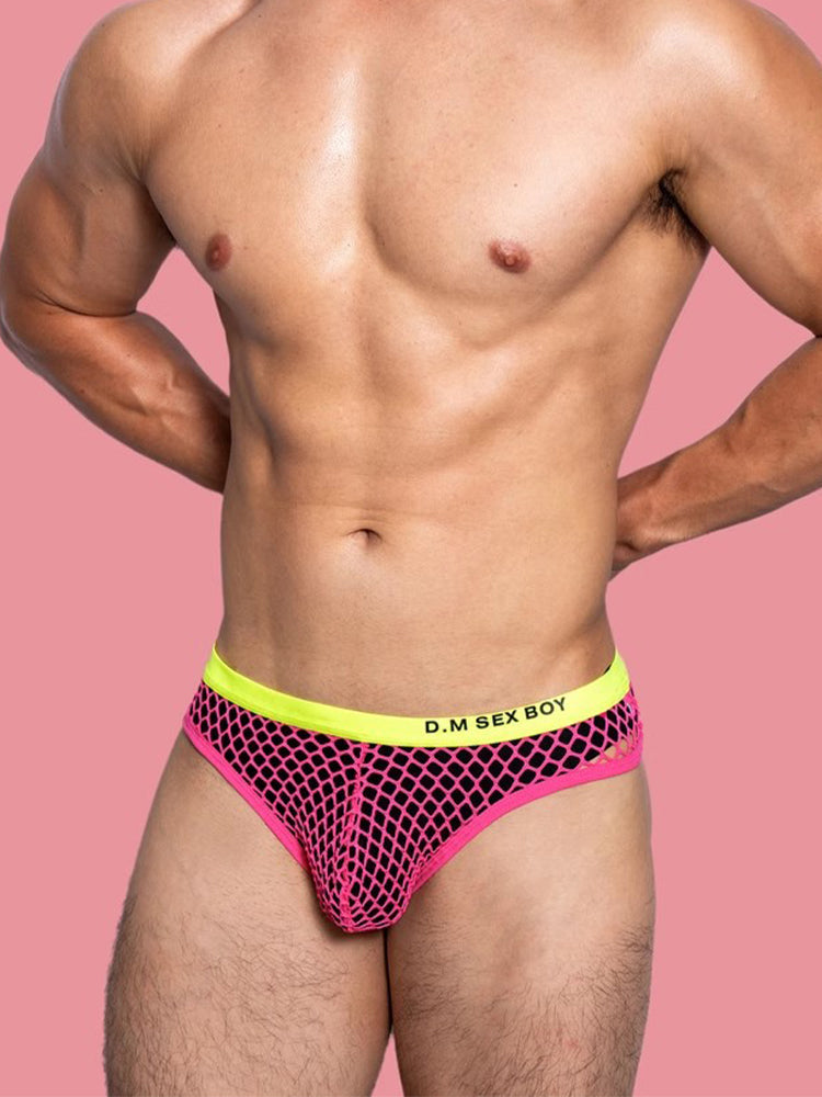 メンズ ローウエスト セクシー ビッグメッシュ 通気性 透明 スポーツブリーフ 3枚組