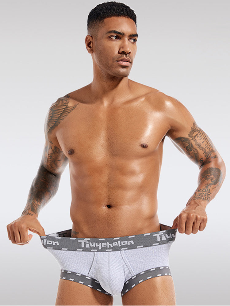 Men's Threaded Fabric Pouch Trunks With Fly