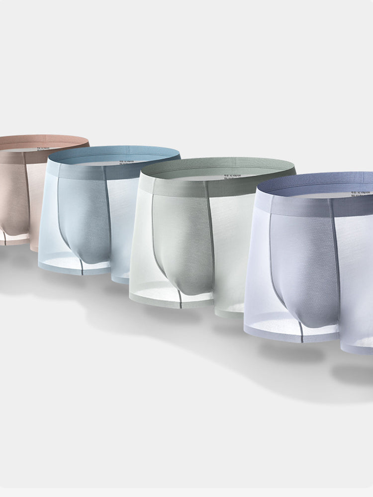 3-pack Men's Ice Silk Sexy 3D Stamped Pouch Boxer Briefs