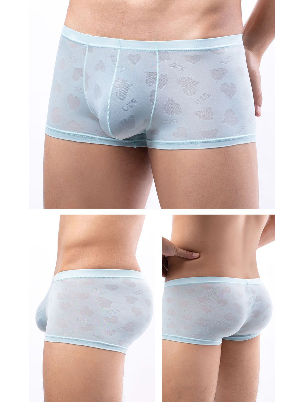 3- Pack Men's Sexy Heart Mesh Trunks