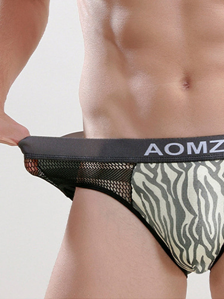 4-pack Men's Sexy Leopard Print Ice Silk Mesh Briefs