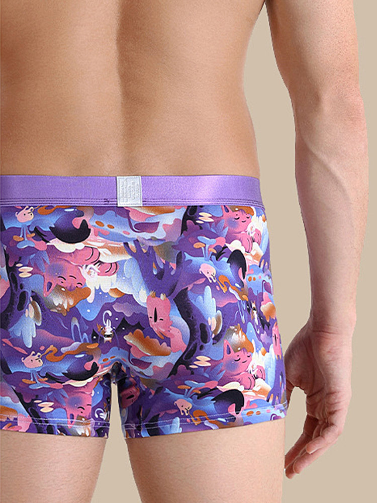 3 Pack Men's Cartoon Modal Printed Briefs And Trunks
