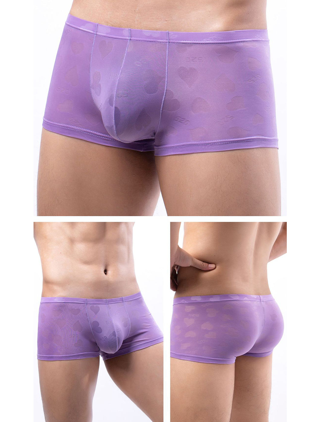 メンズセクシーハートメッシュトランクス4枚組