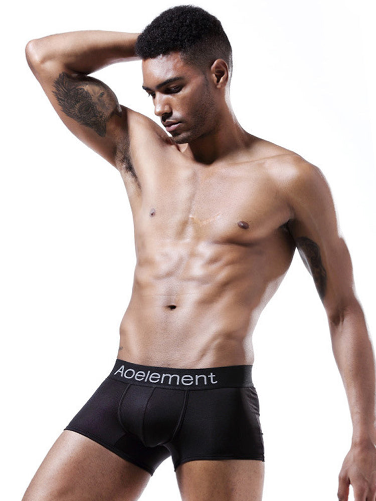 4 Pack Men's Breathable Plain Pouch Trunks