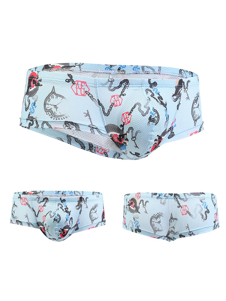 Men's Sexy Botanical Printed Mesh Underwear