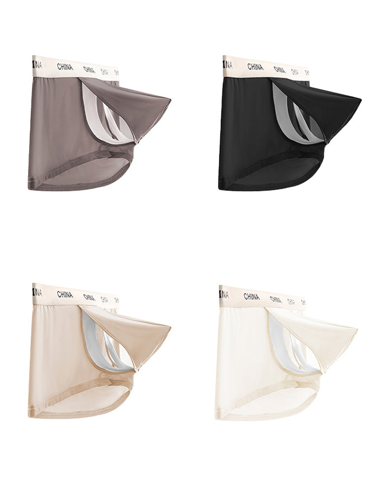 3 Pack Men's Ice Silk Bare-Sensation Breathable Lightweight Separating Trunks