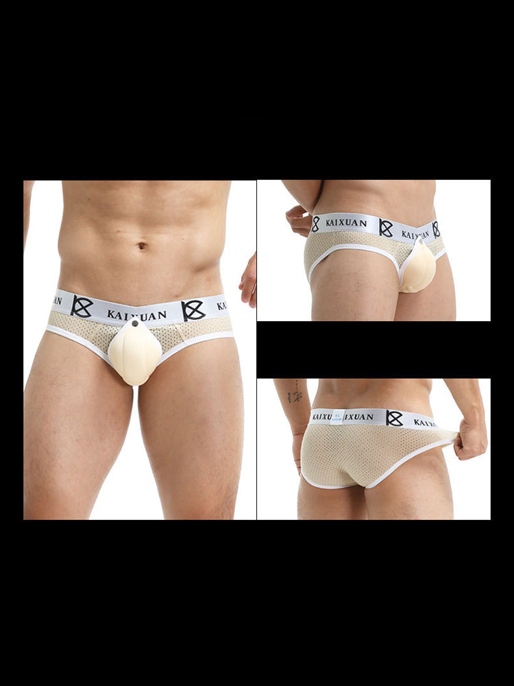 2 Pack Men's Sexy Mesh Front Opening Sponge Coaster Briefs