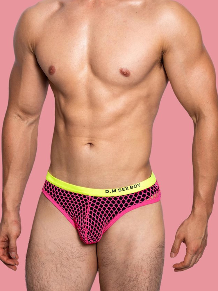 メンズ ローウエスト セクシー ビッグメッシュ 通気性 透明 スポーツブリーフ 3枚組