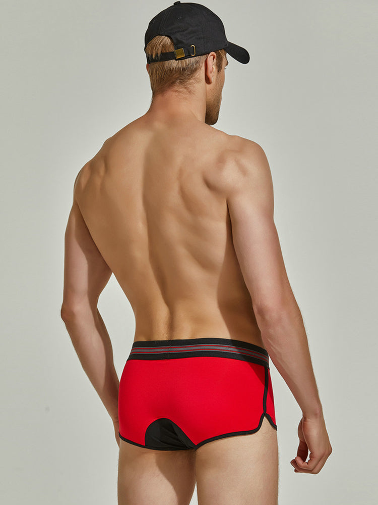 Men's Spliced Color Trunks With Button Fly