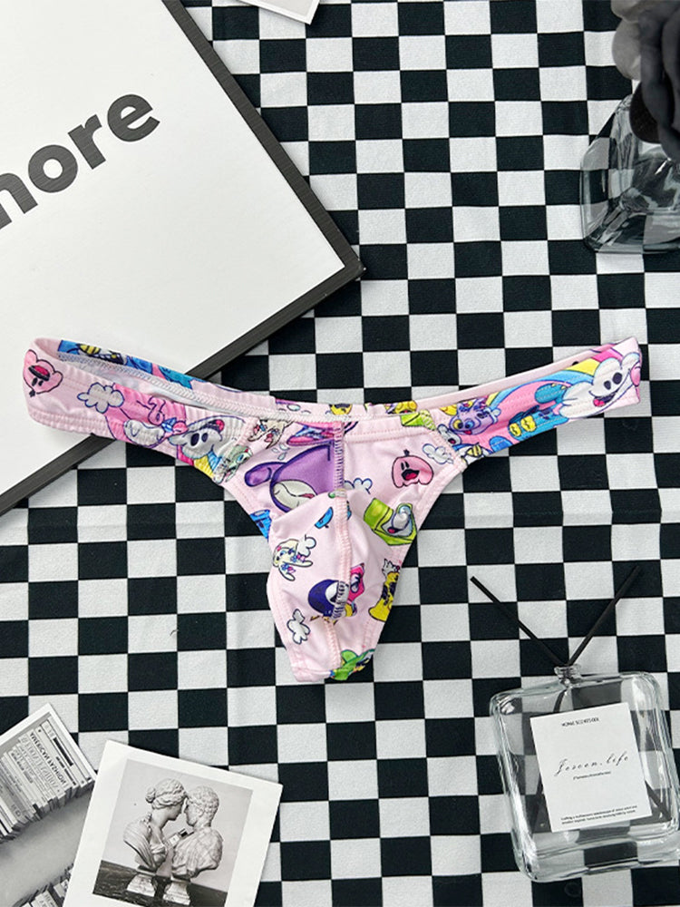 2 Pack Men's Low-Rise Sexy Print Thong