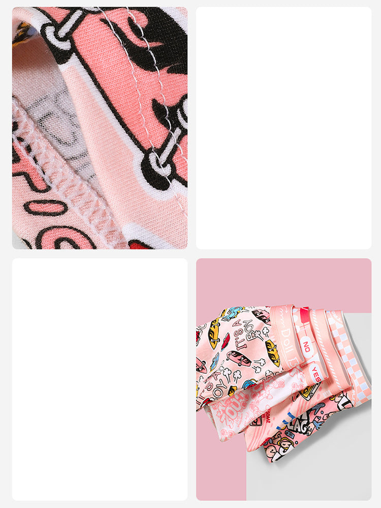 4 Pack Men's Cartoon Cotton Anti-Bacterial Boxer Briefs