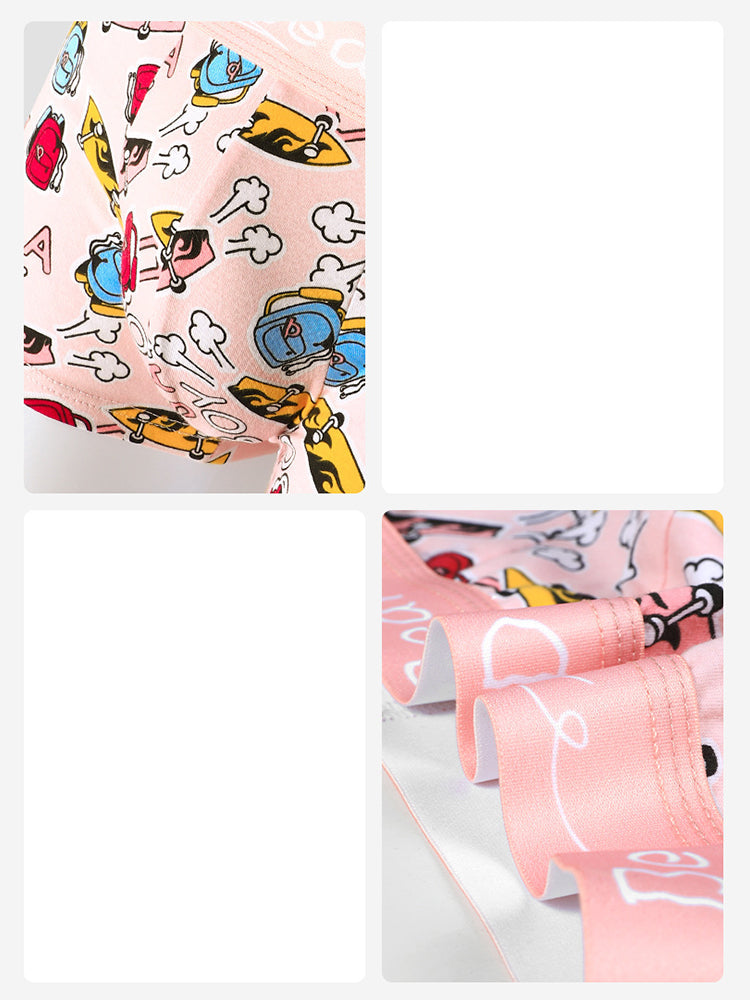 4 Pack Men's Cartoon Cotton Anti-Bacterial Boxer Briefs