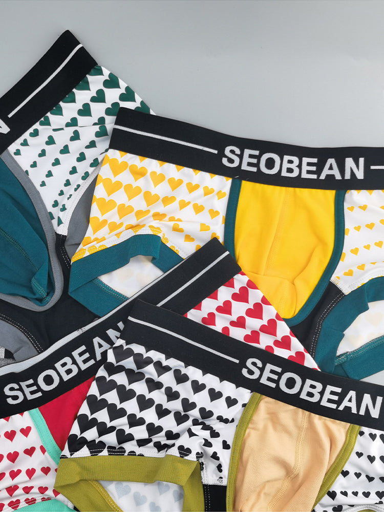 2 Pack Men's Low Rise Sexy Heart U-Shaped Pouch Boxer Briefs