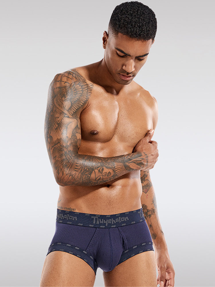 Men's Threaded Fabric Pouch Trunks With Fly