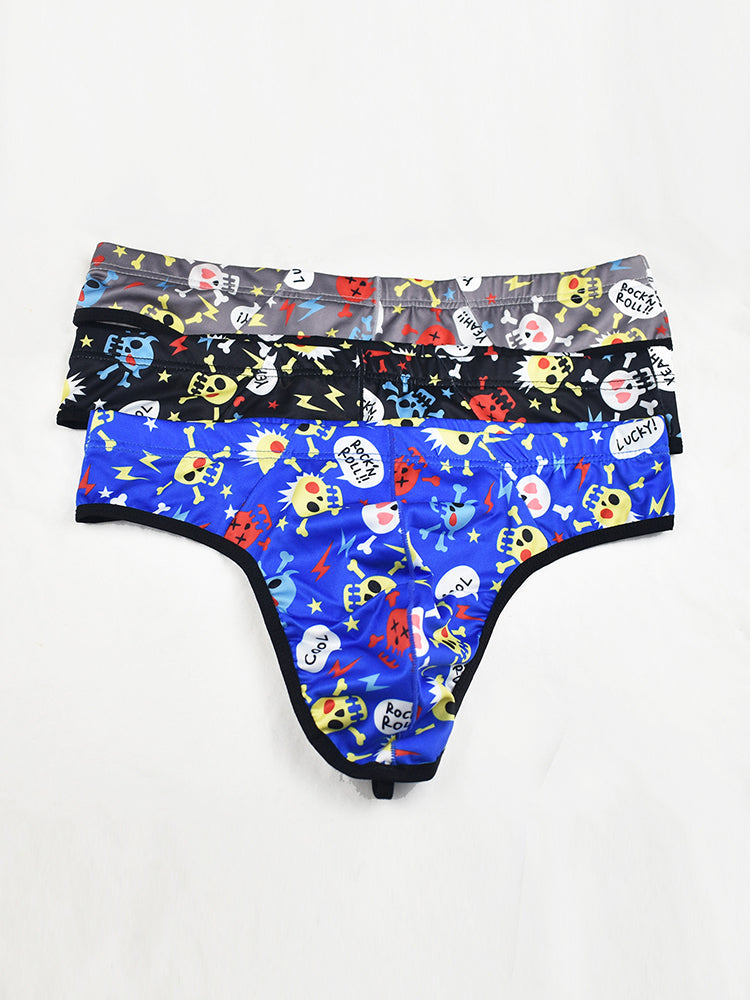 3-pack Men's Sexy Skull Low-rise Thong