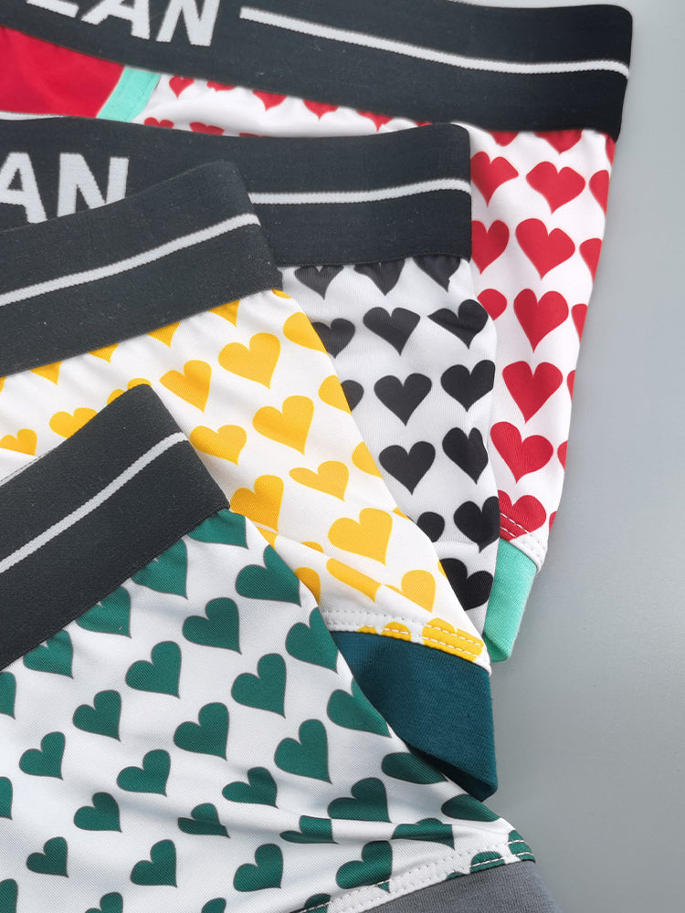 2 Pack Men's Low Rise Sexy Heart U-Shaped Pouch Boxer Briefs