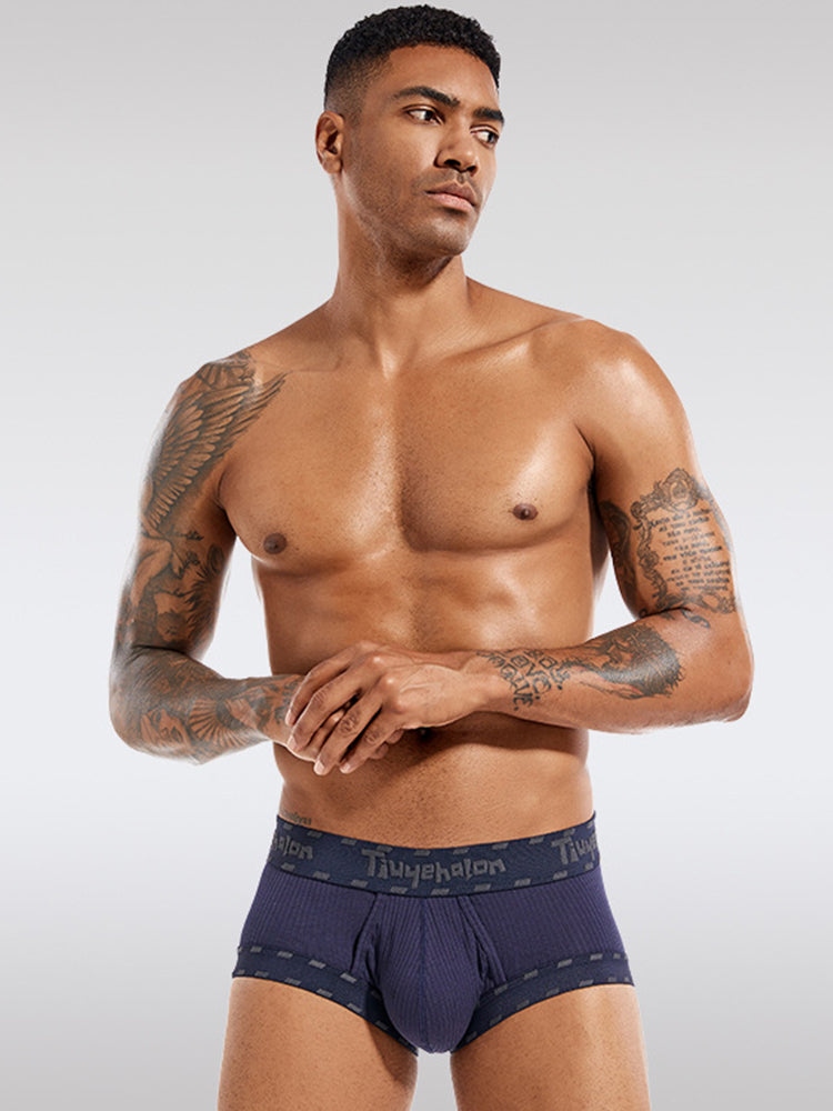 Men's Threaded Fabric Pouch Trunks With Fly