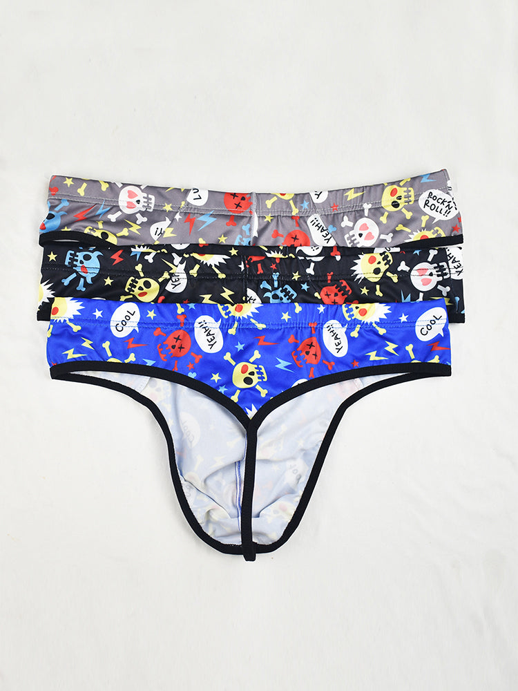 3-pack Men's Sexy Skull Low-rise Thong