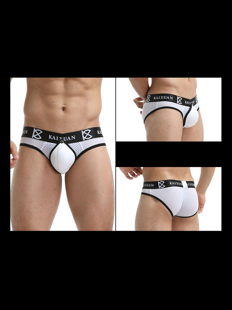 2 Pack Men's Sexy Mesh Front Opening Sponge Coaster Briefs