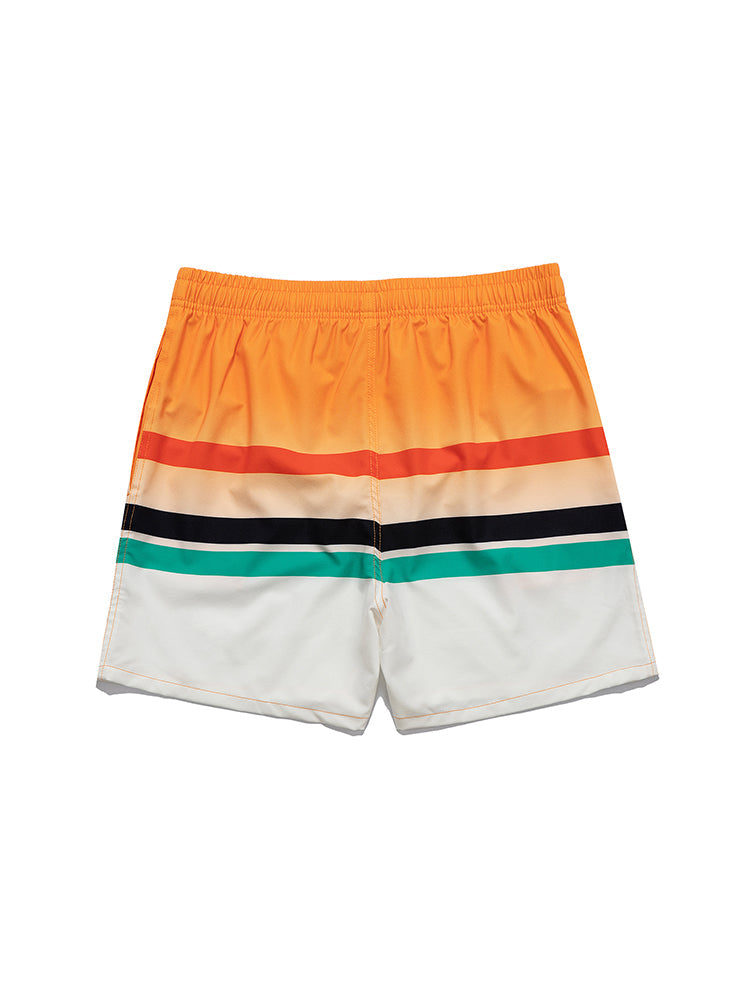 Men's Striped Print Drawstring Board Shorts