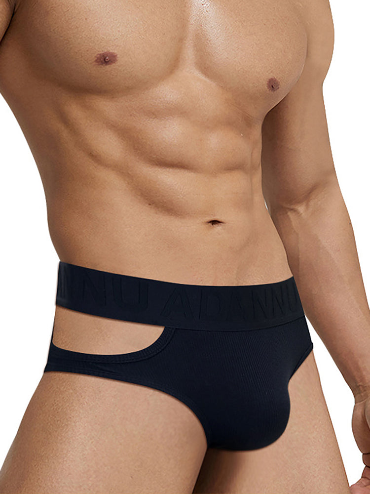 Men's Ribbed Cutout Stretch Cotton Briefs