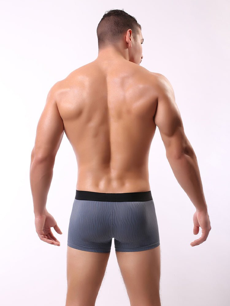 3 Pack Men's Striped U-Pouch Low-Rise Breathable Slim-Fit Trunks