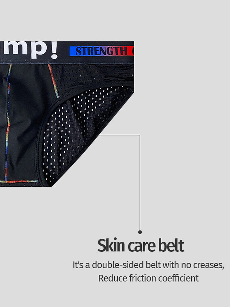 Men's Mesh Briefs With Colorful Spliced Lines