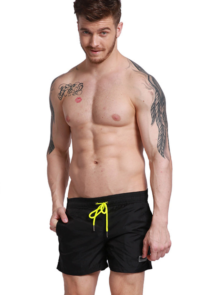 Men's Neon Drawstring Swim Board Shorts