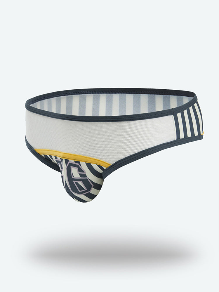 Men's Spliced Striped Mesh Pouch Briefs