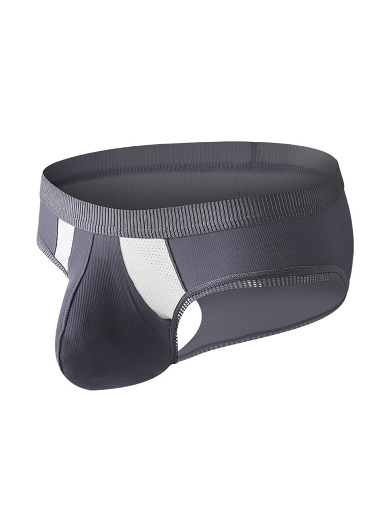 メンズ ローライズ アイスシルク ハイストレッチ Uコンベックス ラージポーチブリーフ 3枚組