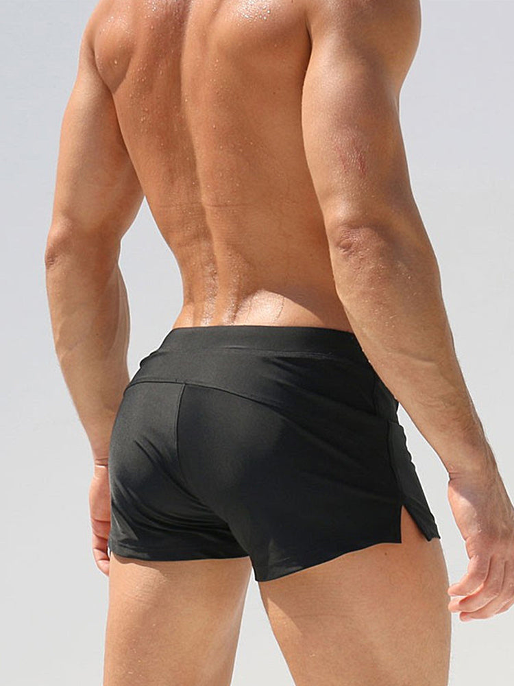 Men's Solid Color Breathable Stretch Swim Trunks