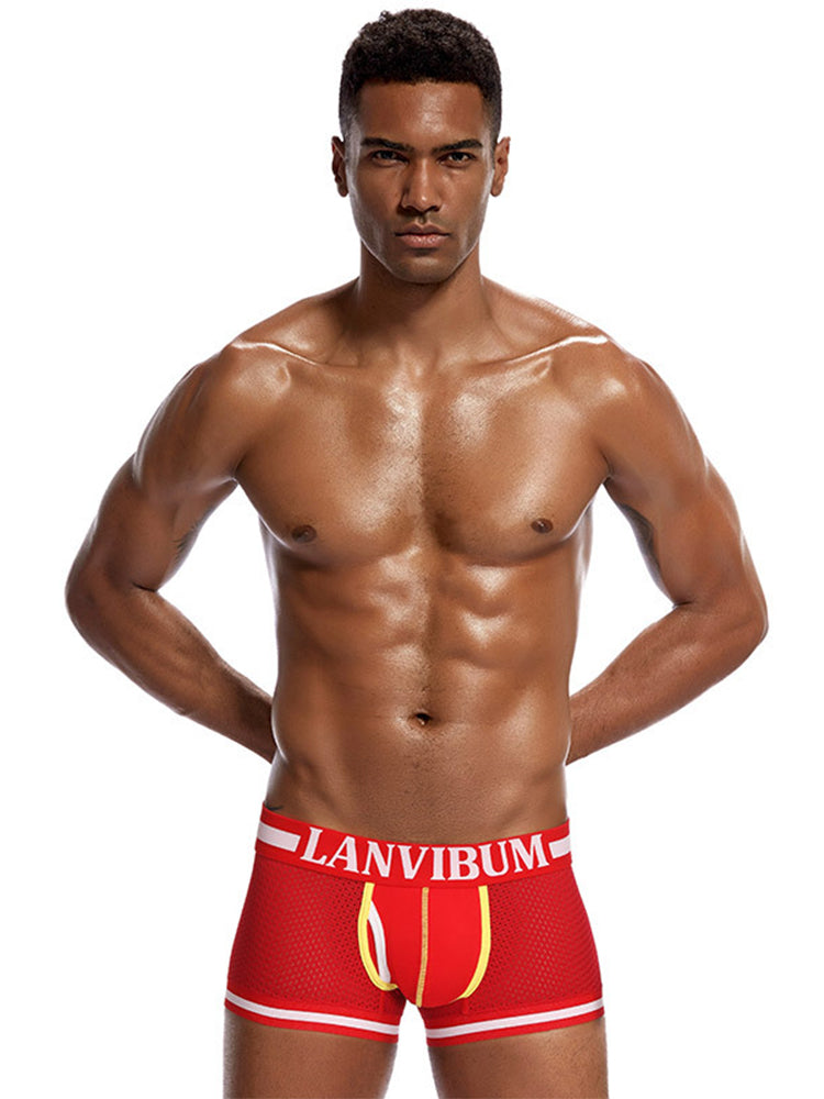 メンズ メッシュ 通気性 速乾 セクシー ナイロン トランクス 4枚組