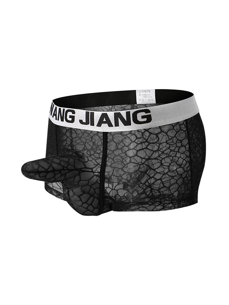 2 Pack Men's Ice Silk Lace Solid Sexy Trunks