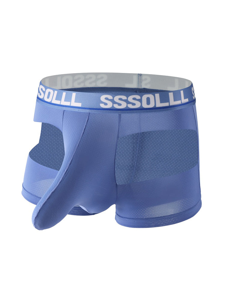 3 Pack Men's Mid-Rise Ice Silk Hollow-Out Trunks