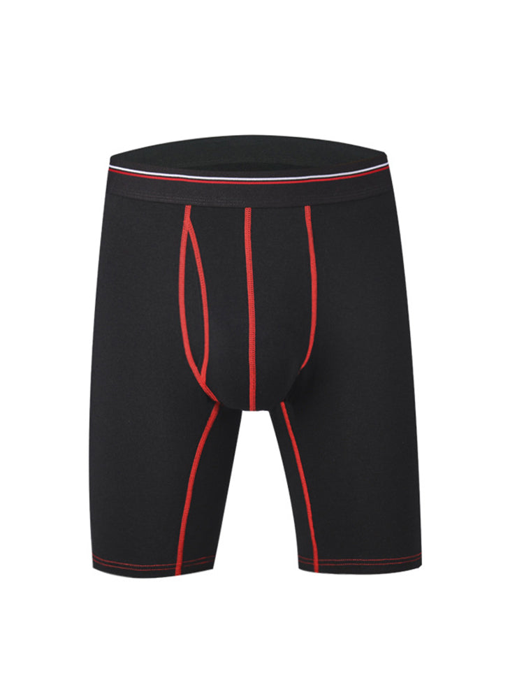 2 Pack Men's Long High Waist Cotton Sports Anti-friction Leg Boxer Briefs