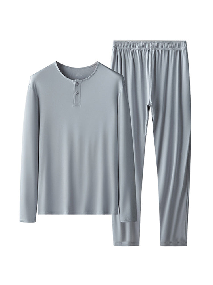 60S Modal Men's Solid Color Pajama Set | Comfortable Casual Wear for All Seasons