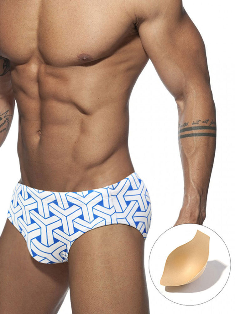 Men's 3D Pouch Printed Fitness Swim Brief