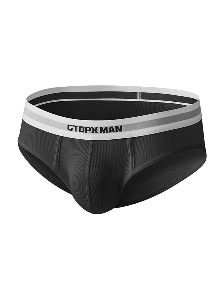 2-Pack Men's Threaded Design Breathable Comfort Low-Rise Thin U-convex Briefs