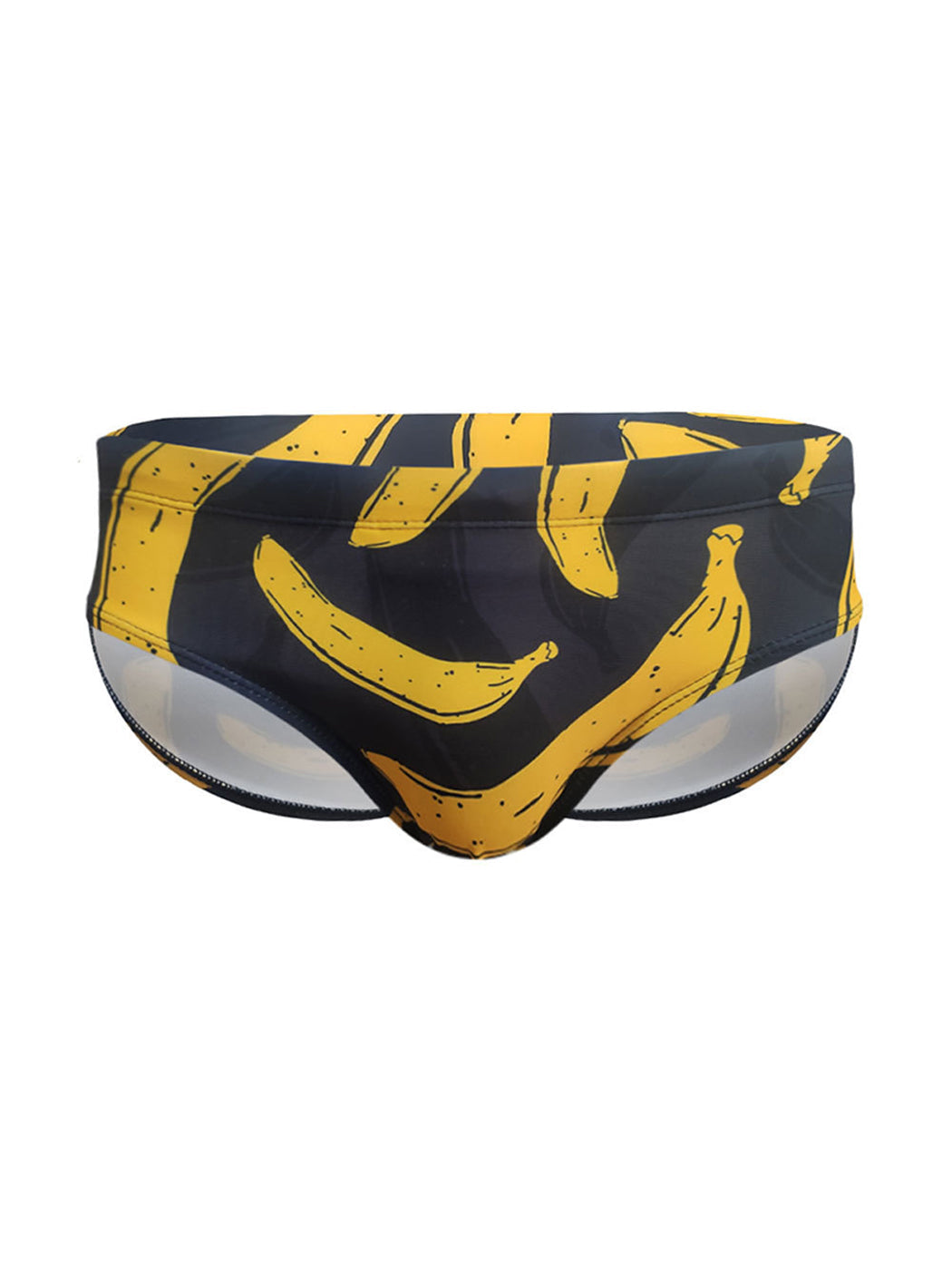Men's Banana Print Swim Briefs with Removable Pad