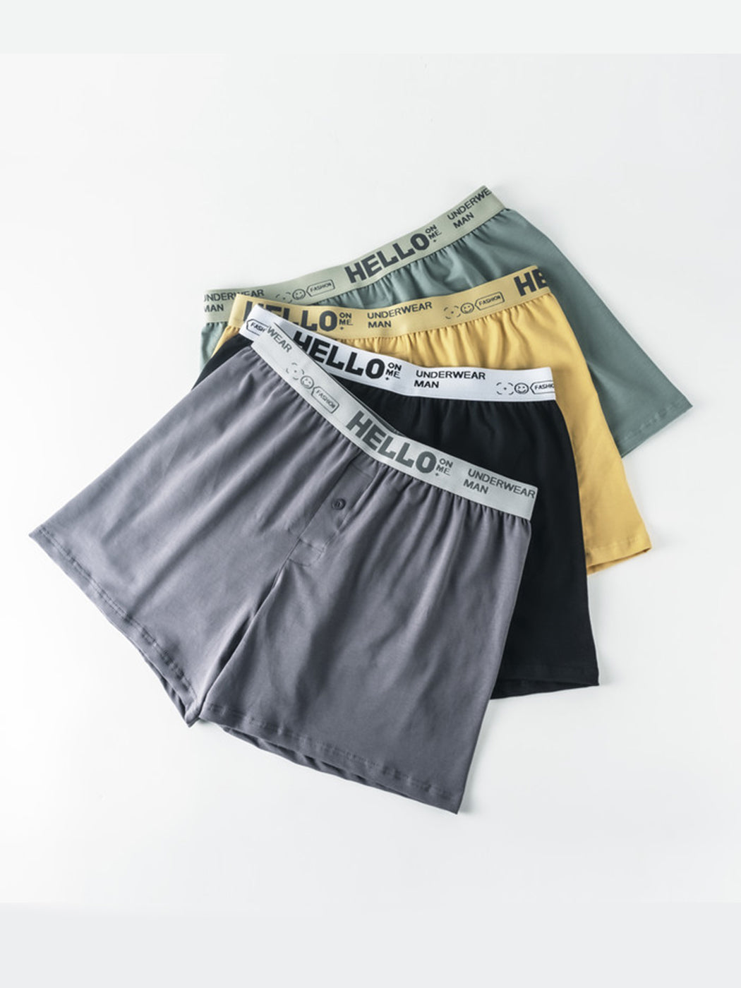 2 Pack Men's Woven Cotton Boxer Shorts With Button Fly