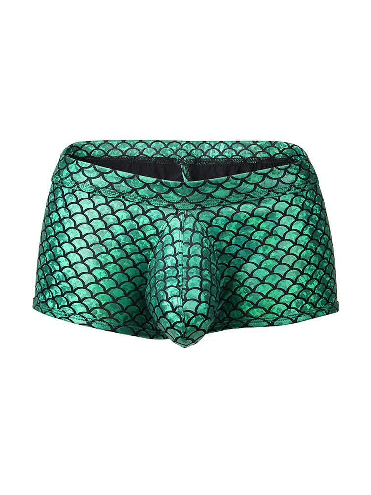 2-pack Men's Fish Scale Sexy Big Pouch Boxer Briefs